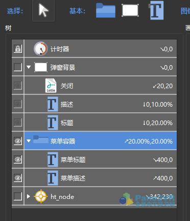 树面板中的各个元素